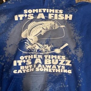 Bleached Hoodie with Fishing Transfer